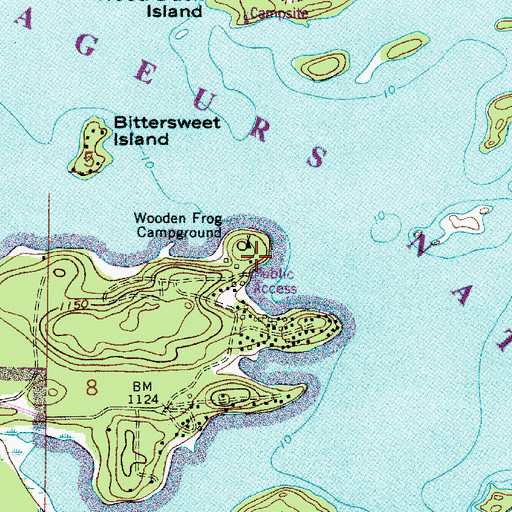 Topographic Map of Wooden Frog Campground, MN