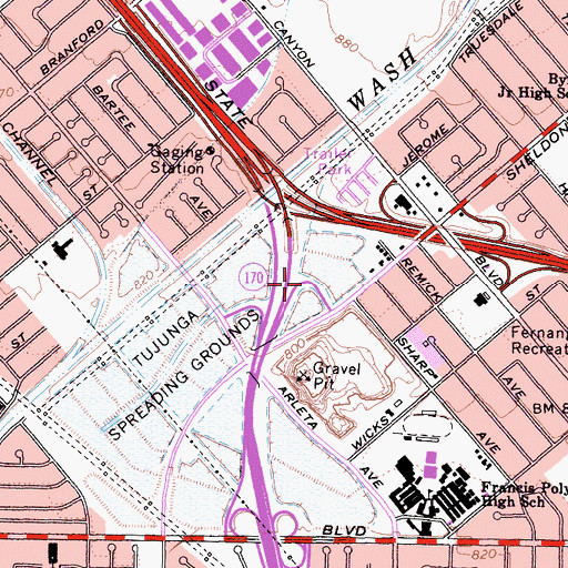 Topographic Map of Exit 11A, CA