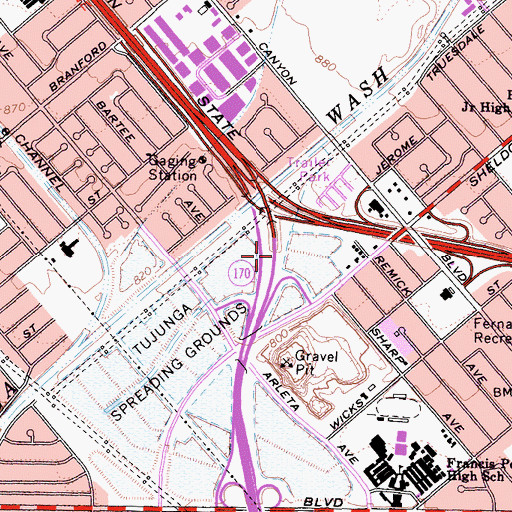 Topographic Map of Exit 11B, CA