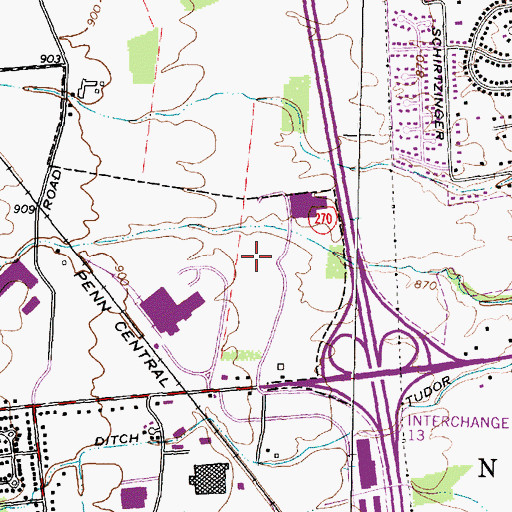 Topographic Map of Hilliard Industrial Park, OH