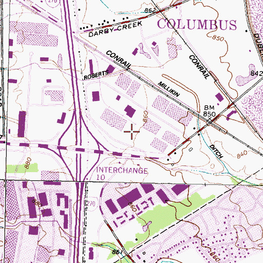 Topographic Map of Columbus Corporate Park, OH