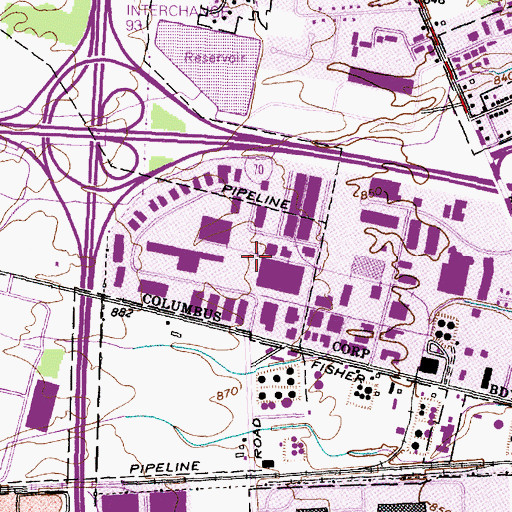 Topographic Map of Fisher Industrial Park, OH