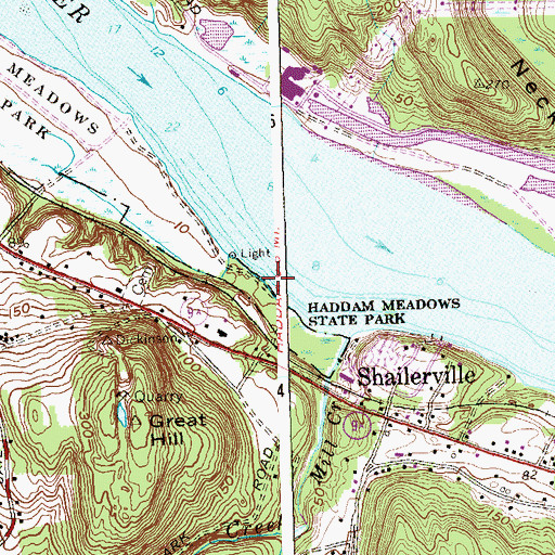 Topographic Map of Warners Quarry Dock, CT