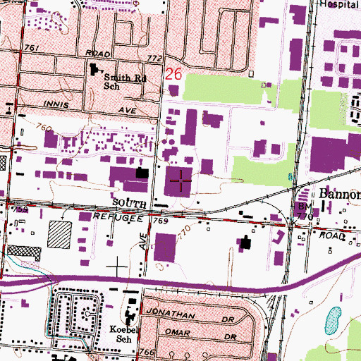 Topographic Map of Refugee Industrial Park, OH