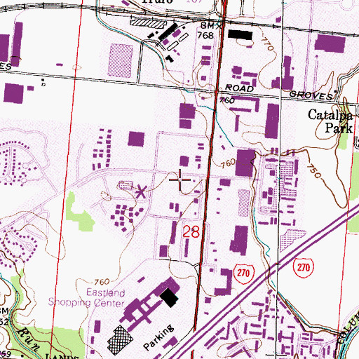 Topographic Map of Kimberly Industrial Park, OH