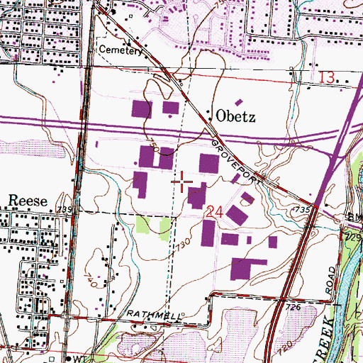 Topographic Map of Obetz Industrial Park, OH