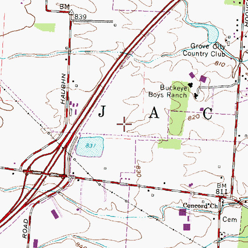 Topographic Map of Gateway Business Park, OH