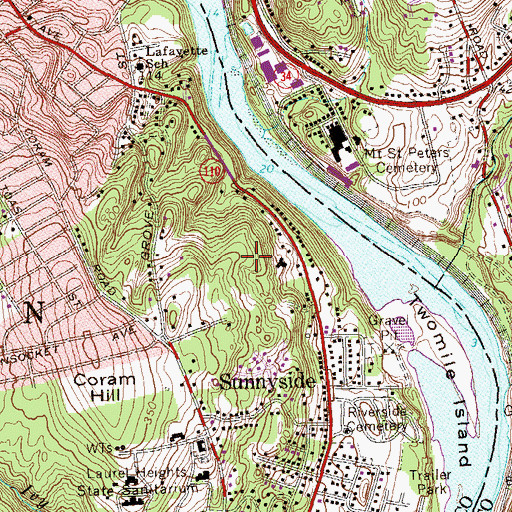 Topographic Map of Twomile Island Bar, CT