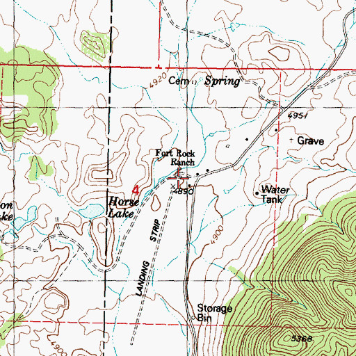 Topographic Map of Fort Rock Ranch, AZ
