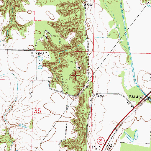 Topographic Map of Caldwell Mine, IL