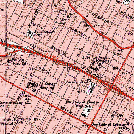 Topographic Map of Exit 5A, CA