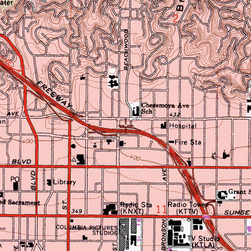 Topographic Map of Exit 8C, CA