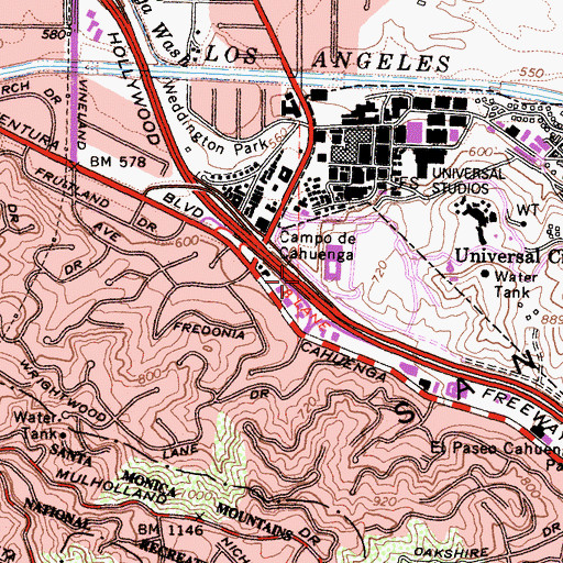 Topographic Map of Exit 12A, CA
