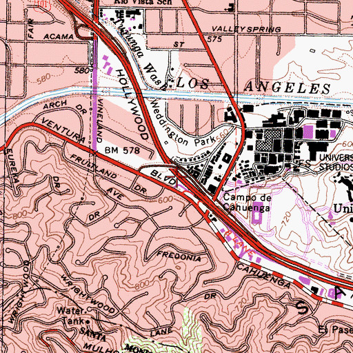Topographic Map of Exit 12B, CA