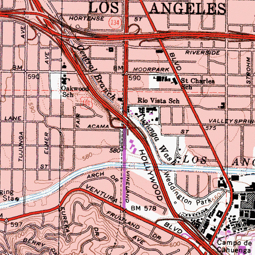 Topographic Map of Exit 12C, CA