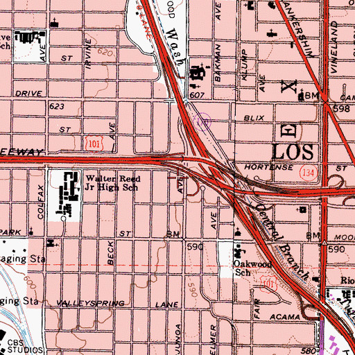 Topographic Map of Exit 13A, CA