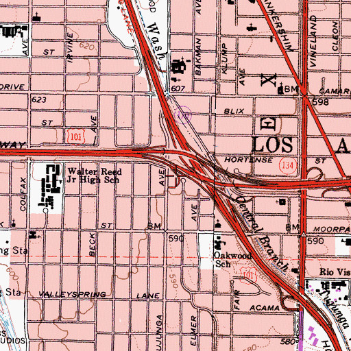 Topographic Map of Exit 13B, CA