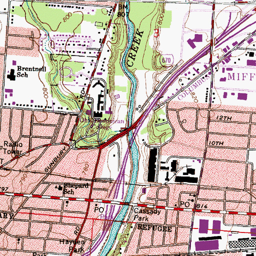 Topographic Map of Argyle-Woodland Run, OH