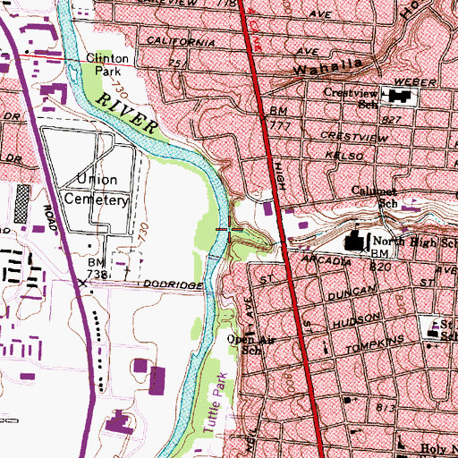 Topographic Map of Glen Echo Run, OH