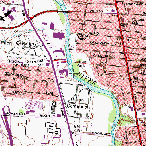 Topographic Map of Walhalla Creek, OH