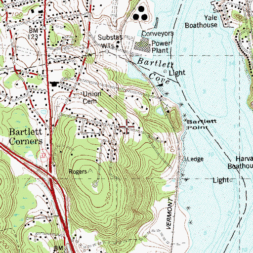 Topographic Map of Bartlett, CT