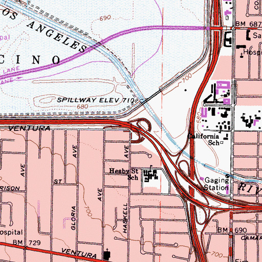 Topographic Map of Exit 19B, CA