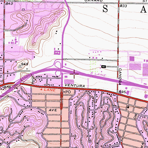 Topographic Map of Exit 27A, CA