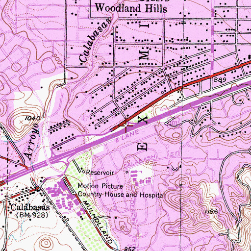 Topographic Map of Exit 28, CA