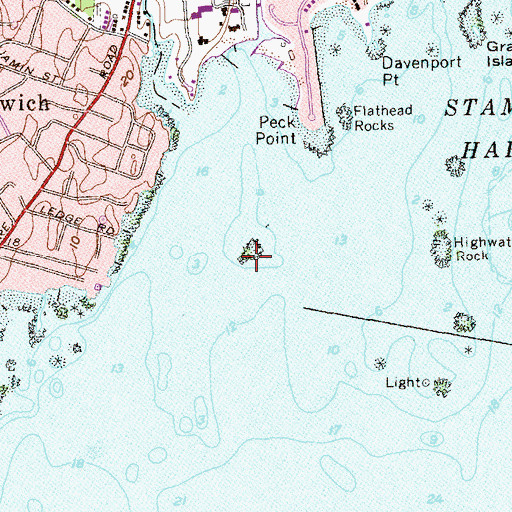 Topographic Map of Harbor Ledge, CT