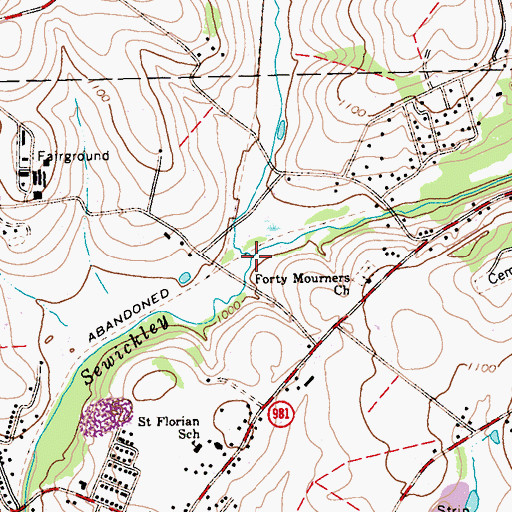 Topographic Map of North Branch Sewickley Creek, PA