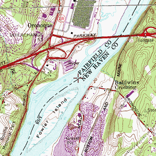 Topographic Map of Oronoque Bar, CT