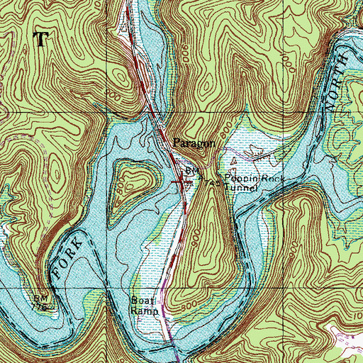 Topographic Map of Paragon Railroad Station (historical), KY