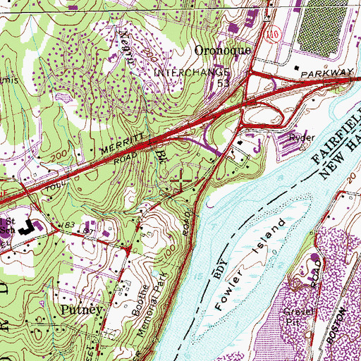 Topographic Map of Johnsons Corner, CT
