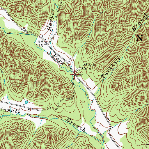 Topographic Map of Sardis Church, KY