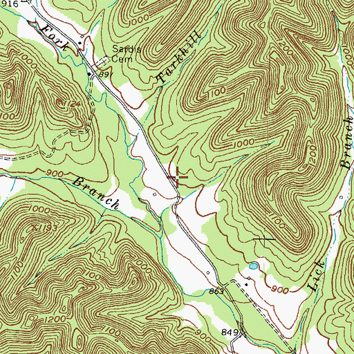 Topographic Map of Clear Fork School (historical), KY