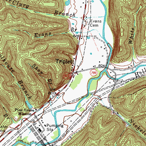 Topographic Map of Triplett Post Office (historical), KY