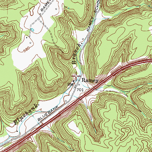 Topographic Map of Blue Bank School (historical), KY