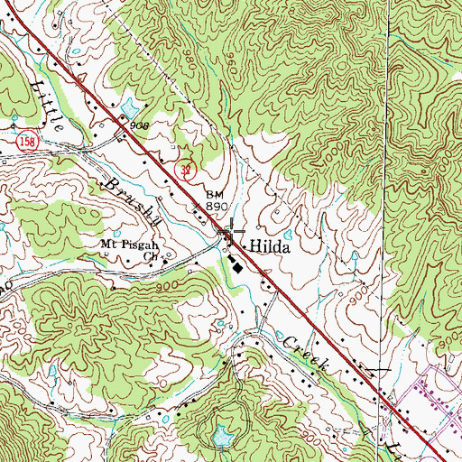 Topographic Map of Hilda Post Office (historical), KY