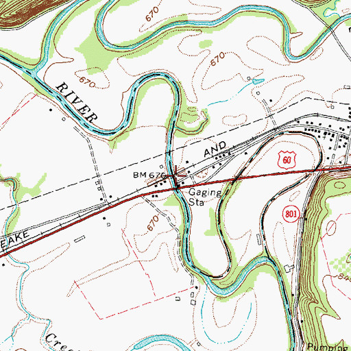Topographic Map of Licking Railroad Station (historical), KY