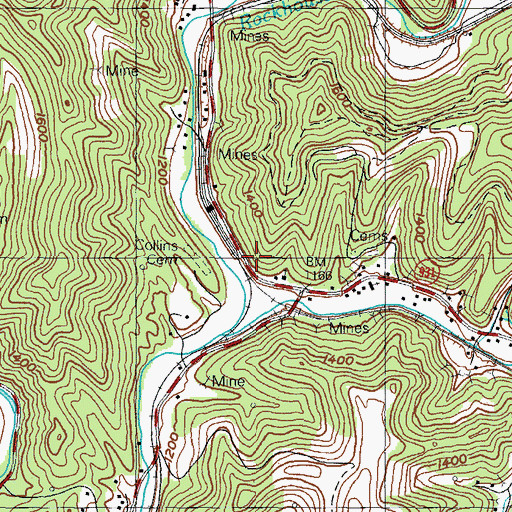Topographic Map of Rockhouse Post Office (historical), KY