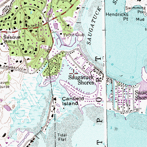 Topographic Map of Bermuda Lagoon, CT
