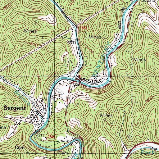 Topographic Map of Sergeant Post Office (historical), KY