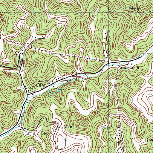 Topographic Map of Cap Post Office (historical), KY