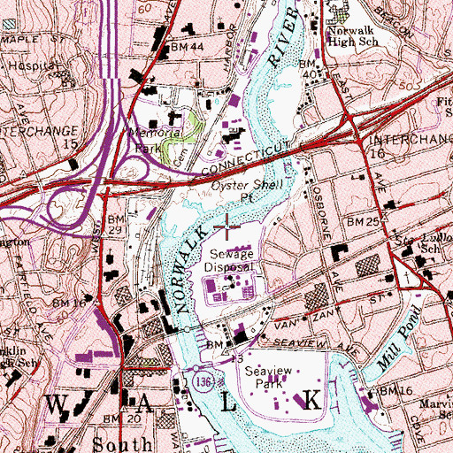 Topographic Map of Oyster Shell Reach, CT
