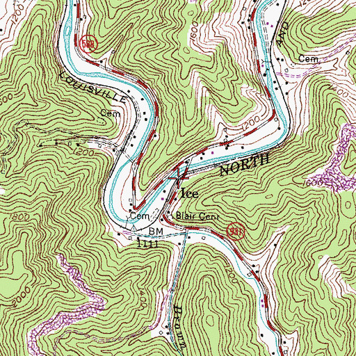 Topographic Map of Cenco Railroad Station (historical), KY