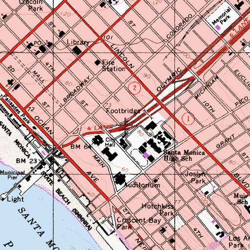 Topographic Map of Exit 1A, CA