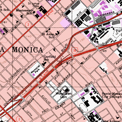 Topographic Map of Exit 1B, CA