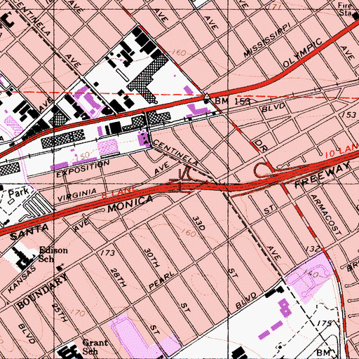 Topographic Map of Exit 2A, CA