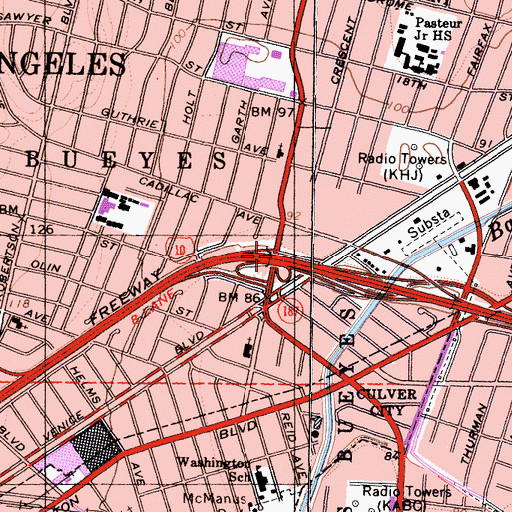 Topographic Map of Exit 7A, CA