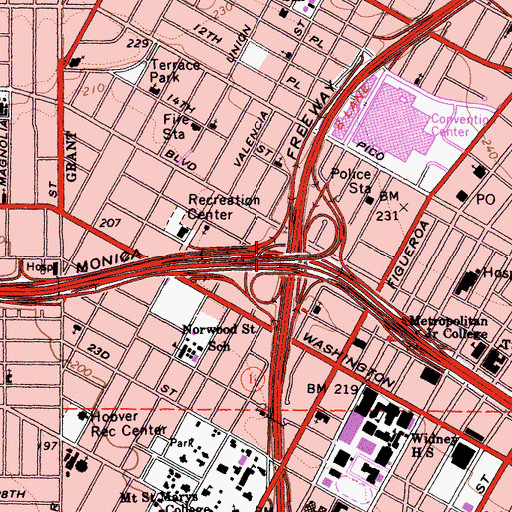 Topographic Map of Exit 13B, CA